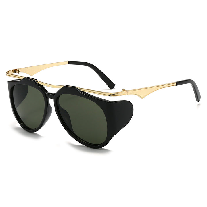 Dame Modis sport solbrille med oversized ramme og gull aksenter Luvikno