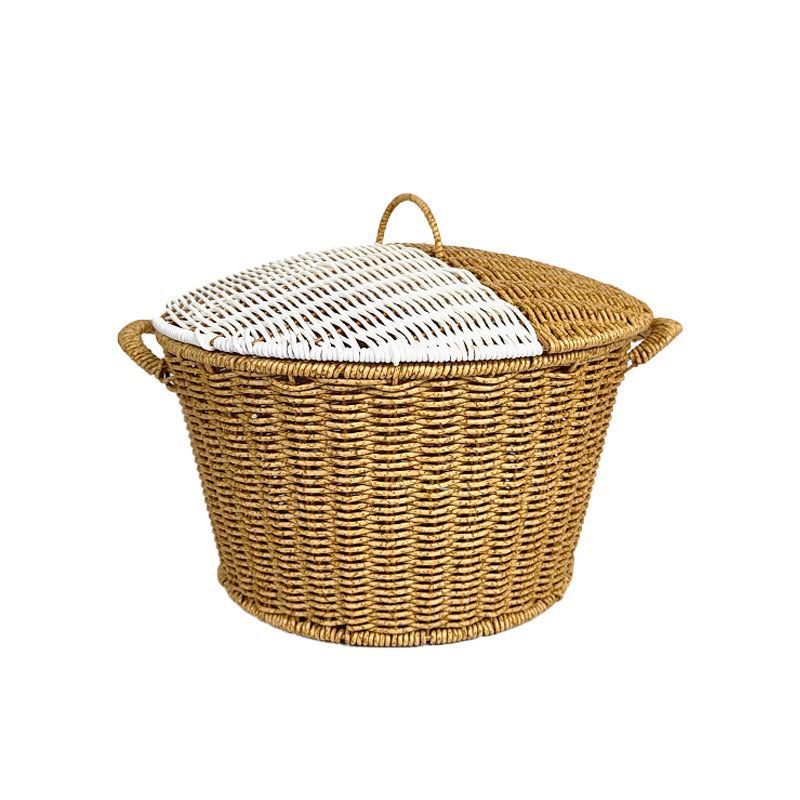 Dame Rattan kurv med lokk og trendy håndtak Luvikno