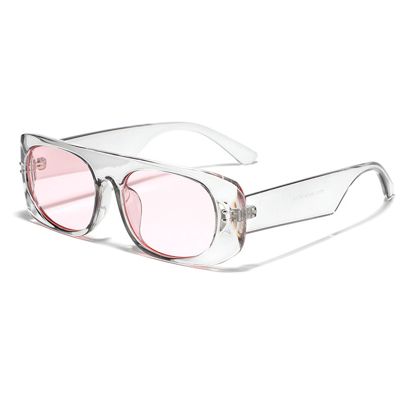Dame moteriktig solbrille med transparant og geometrisk ramme Luvikno