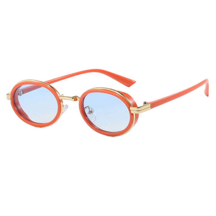 Dame rund solbrille med lette glass og gyldne detaljer Luvikno