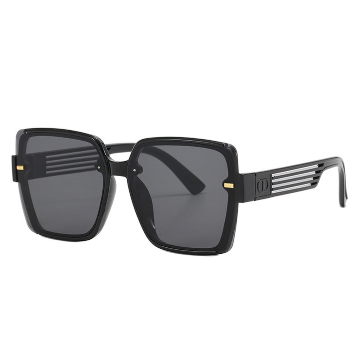 Dame firkantet solbrille med trendy geometrisk design Luvikno