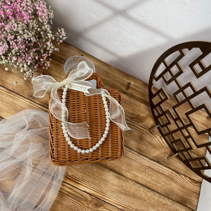 Dame stilige Rattan-Crossbody-veske Luvikno