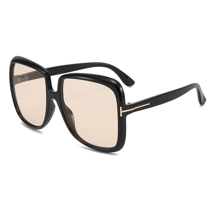 Dame elegant oversized solbrille med filigranramme Luvikno