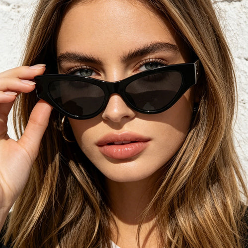Dame Cat-Eye solbriller med elegant, gjennomsiktig ramme og UV-beskyttelse Luvikno