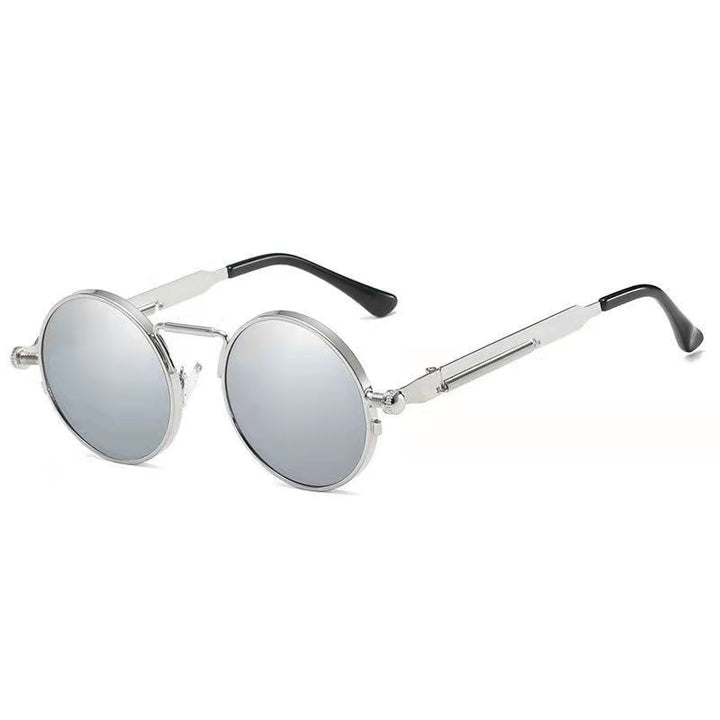 Dame Runde Metall-solbrille med speilte linser Luvikno