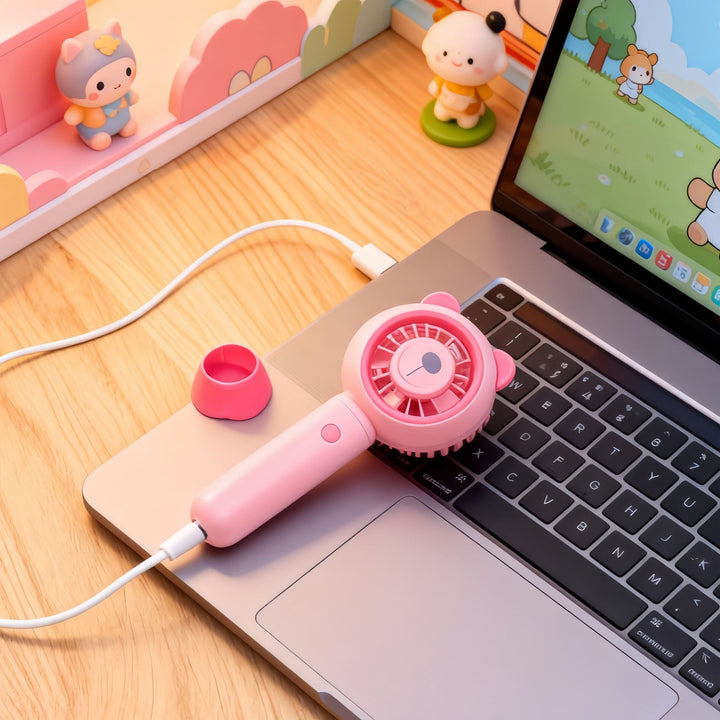 Dame portable USB håndvifte med dyremønster Luvikno