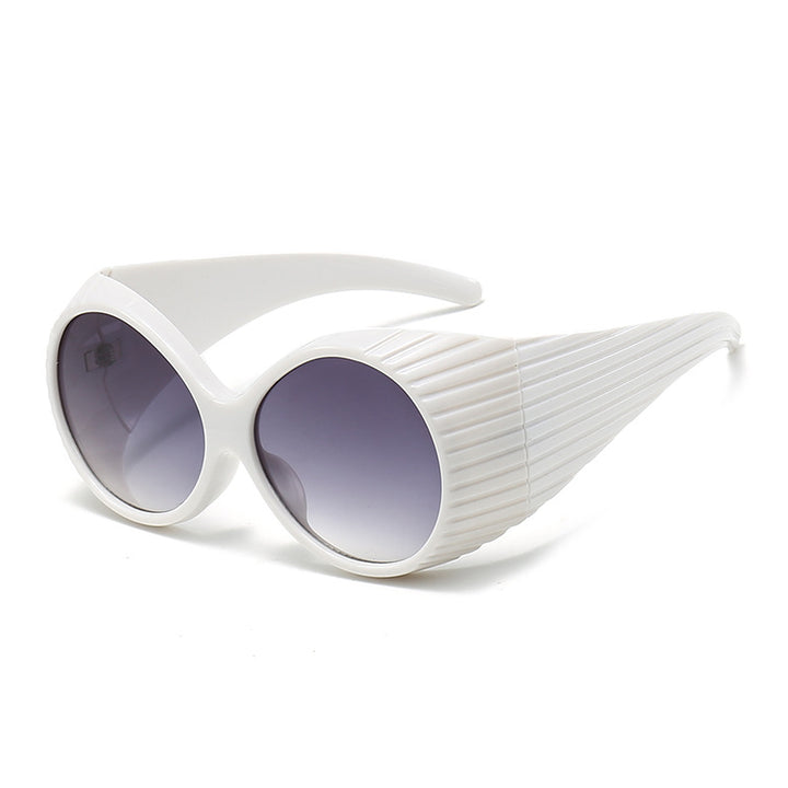 Dame Oversized Cat-Eye Solbriller med stilig, strukturert ramme Luvikno