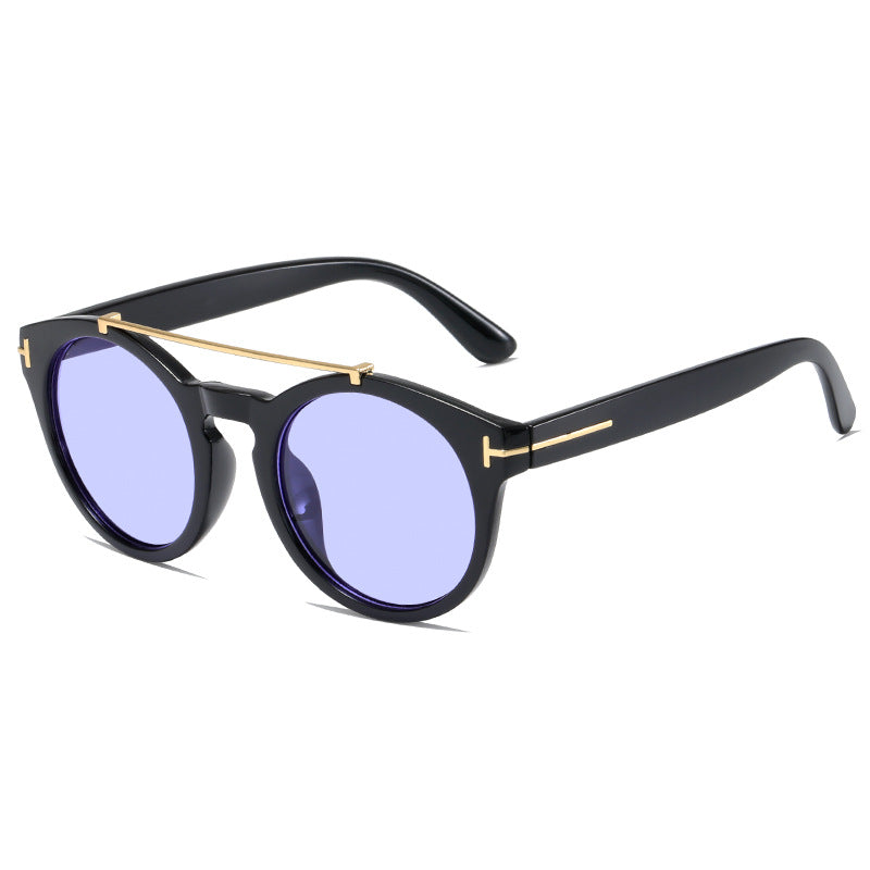 Dame fashionable solbriller med elegante runde glass Luvikno