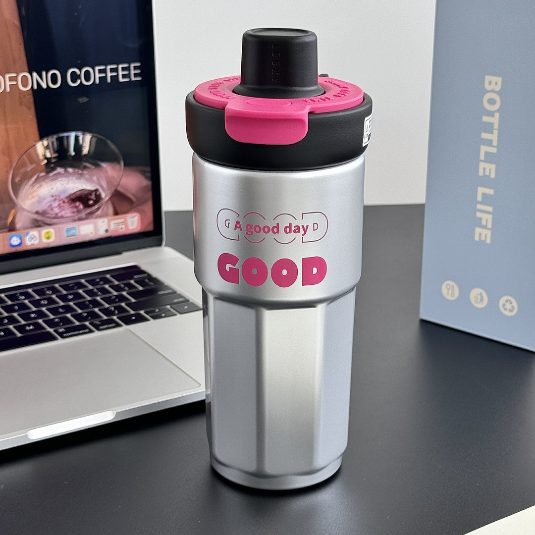 Dame stilige kaffekopp med lekkasjesikkert lokk Luvikno