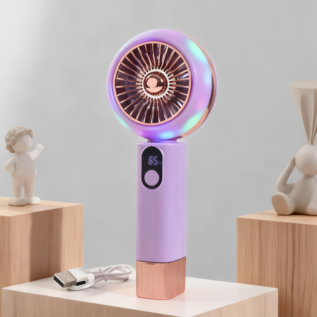 Dame Bærbar Mini-vifte med LED-funksjon og temperaturvisning Luvikno
