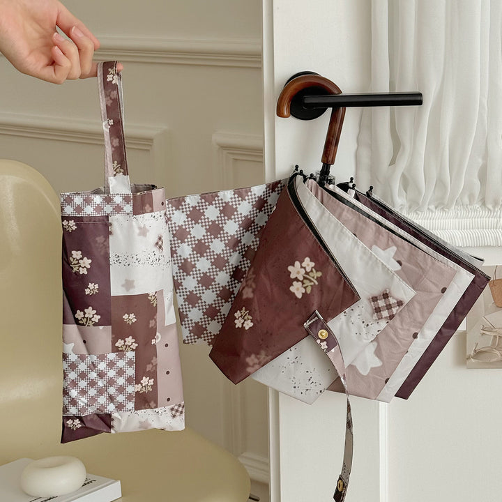 Dame Sammenleggbart Paraply med eksklusiv Patchwork-design Luvikno