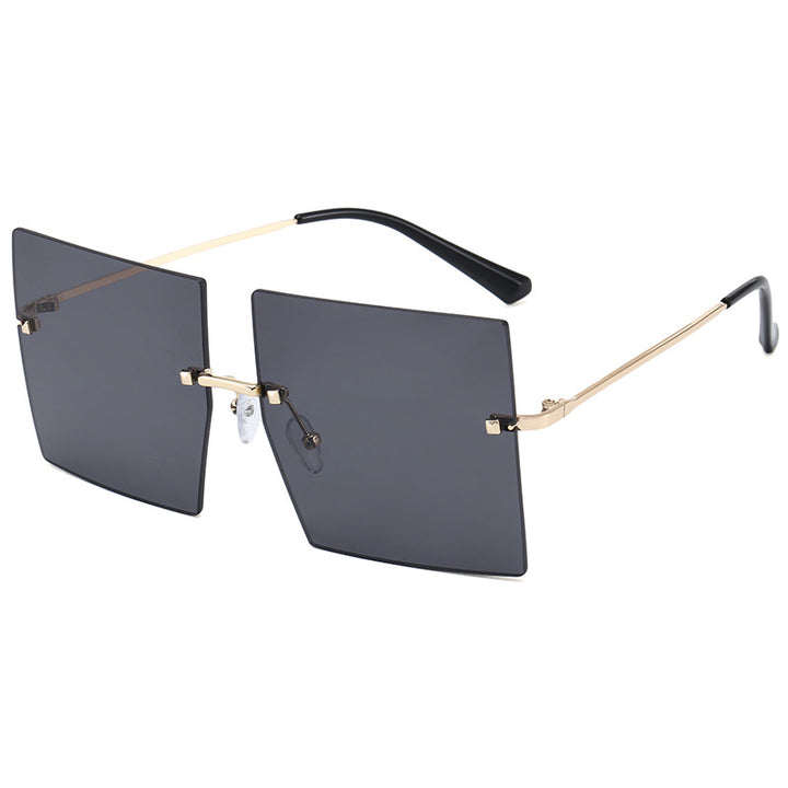 Dame moderne geometriske solbriller med filigran metallramme Luvikno