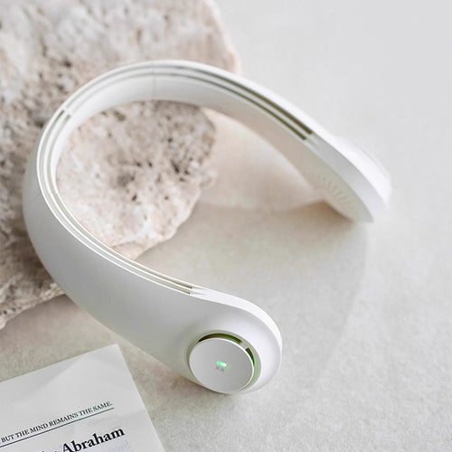 Unisex nan ergonomisk nakkevifte bladløs med oppladbart batteri stille motor og justerbar luftstrøm Luvikno