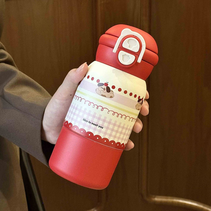 Damen Isoliertrinkflasche mit praktischem Klappverschluss und fröhlichem Design Luvikno