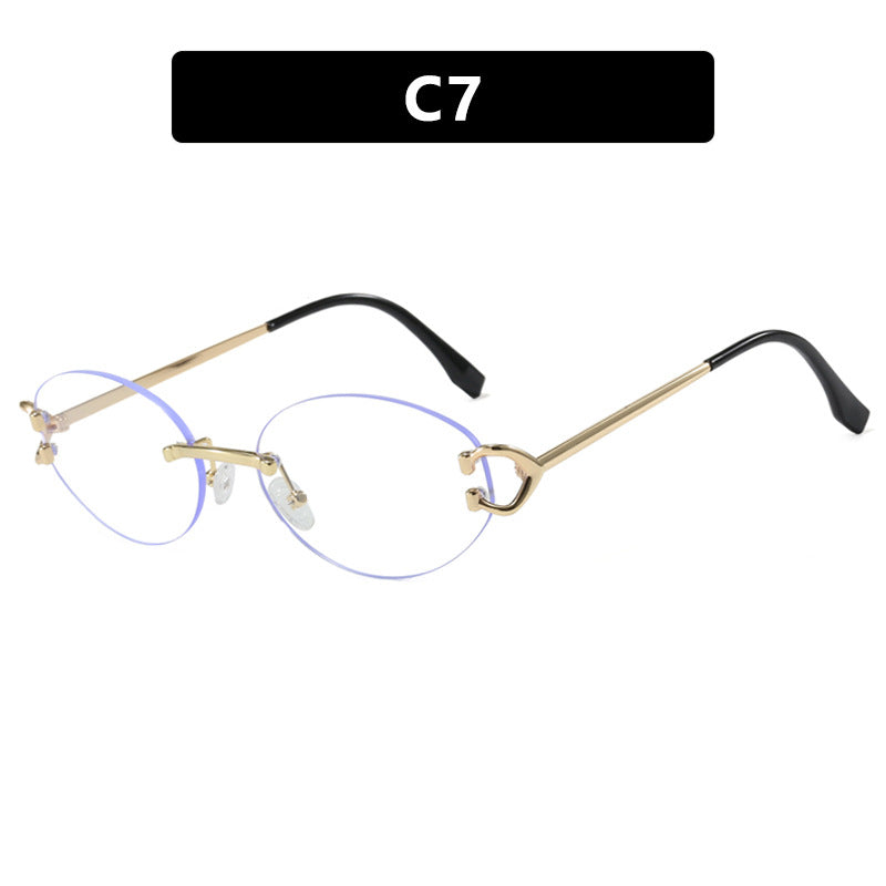 Dame elegant ovalformet solbrille med moderne metalramme Luvikno