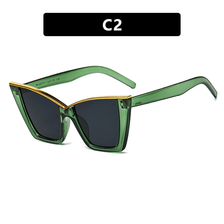 Dame ekstravagant solbrille med unik design og gullige aksenter Luvikno