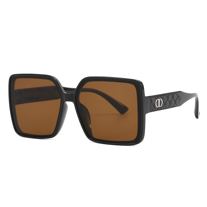 Damer moterik firkantet solbrille med gjennomsiktig design Luvikno