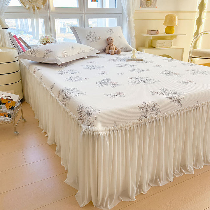 Dame Elegant og dekorativ sengeteppe-sett med lyst blomsterdesign Luvikno