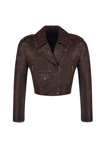 Luvik | Nahka Lyhennetty Biker-takki