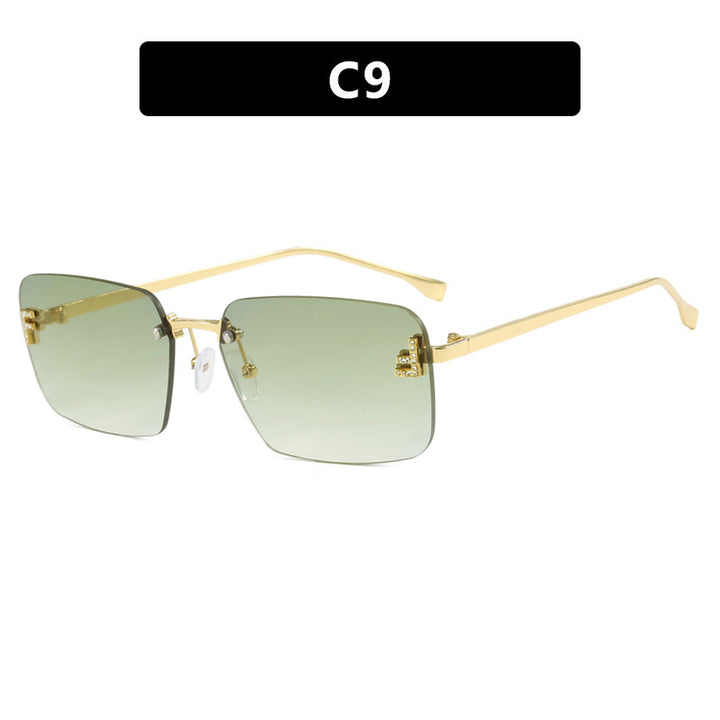 Dame kvadratisk solbrille med elegant gullramme og stilige linser Luvikno