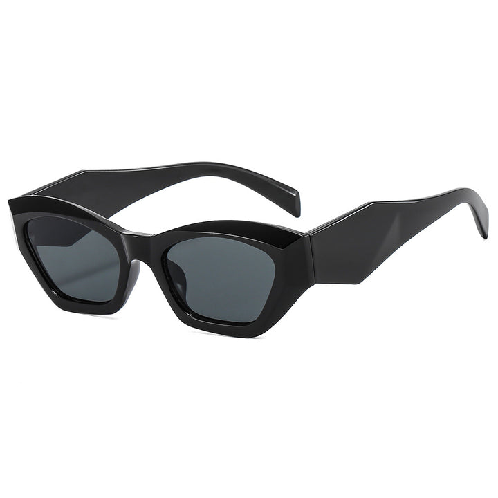 Dame geometrisk designer solbrille med glitrende ramme Luvikno