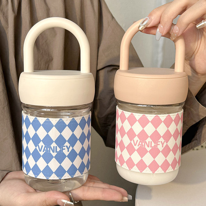 Damen Hochwertige Glas Trinkflasche mit ergonomisk håndtak Luvikno