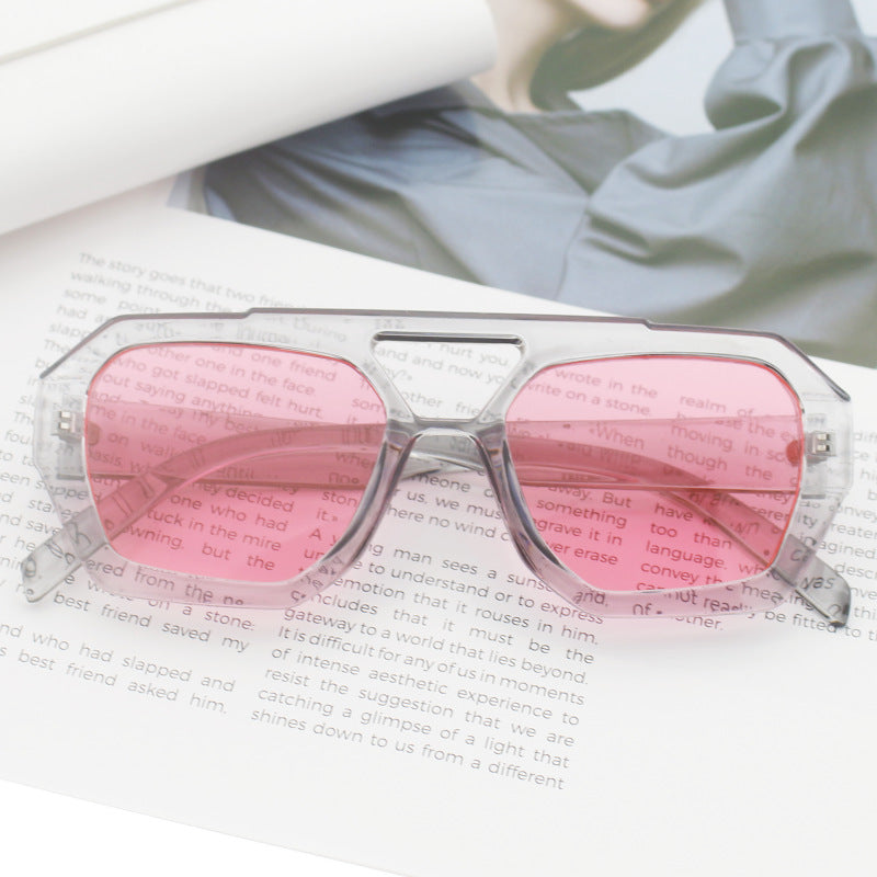 Dame fashionable sekskantet brille Luvikno