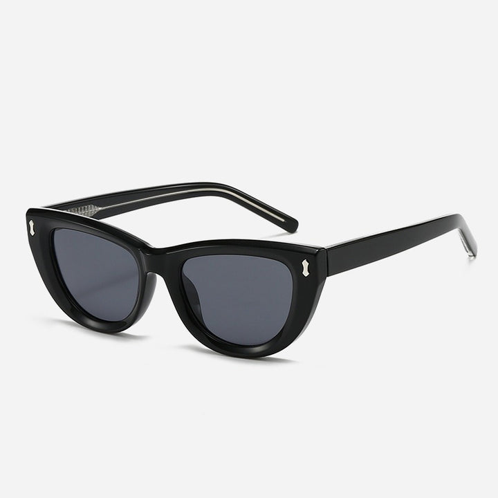 Dame Cat-Eye solbriller med transparent ramme og brune linser Luvikno