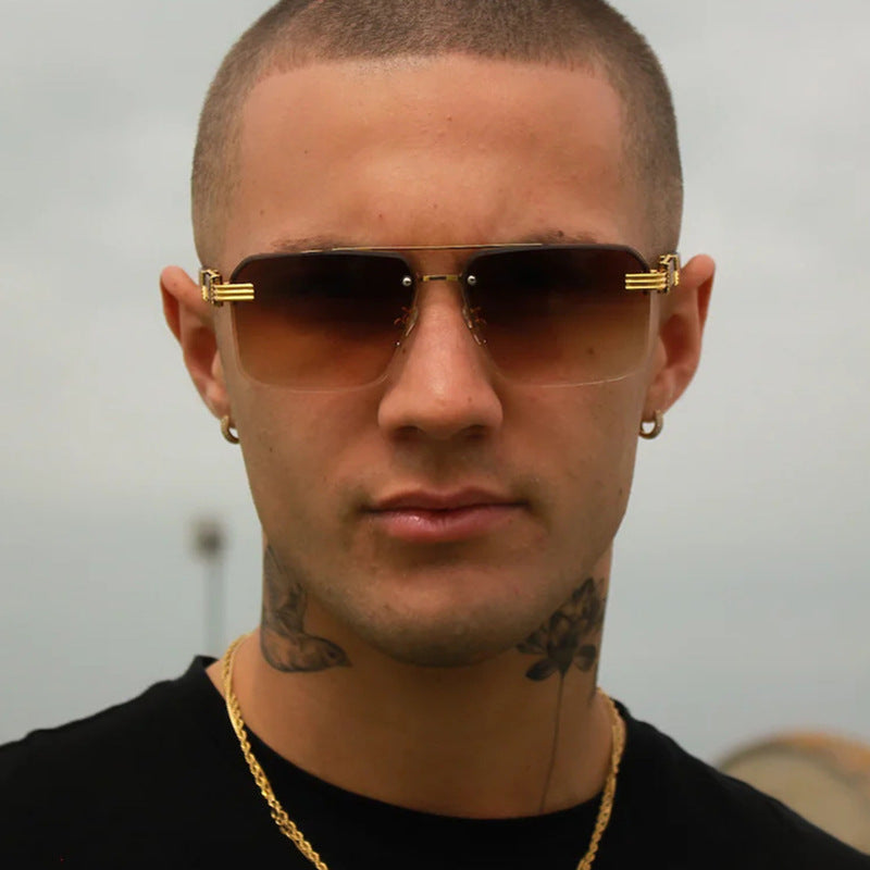 Damer geometrisk oversized solbrille med trendy design og luksuriøse detaljer Luvikno