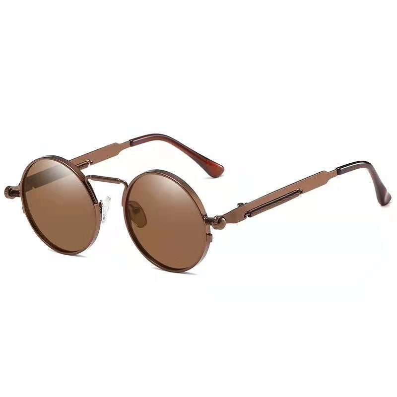 Dame Runde Metall-solbrille med speilte linser Luvikno