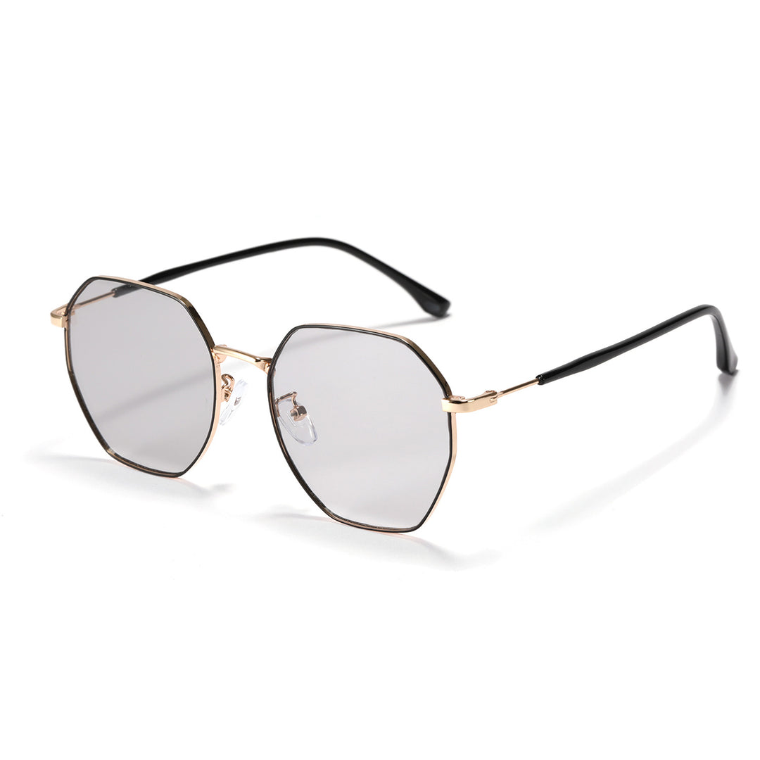Dame modisk åttekantet solbrille med trendy metallramme Luvikno