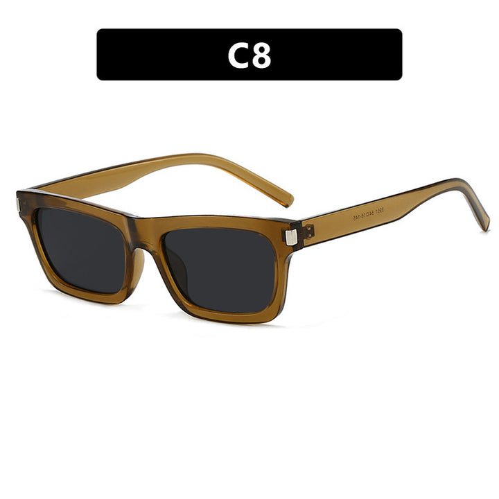 Dame kvadratisk solbrille med transparente linser og stillegant design Luvikno