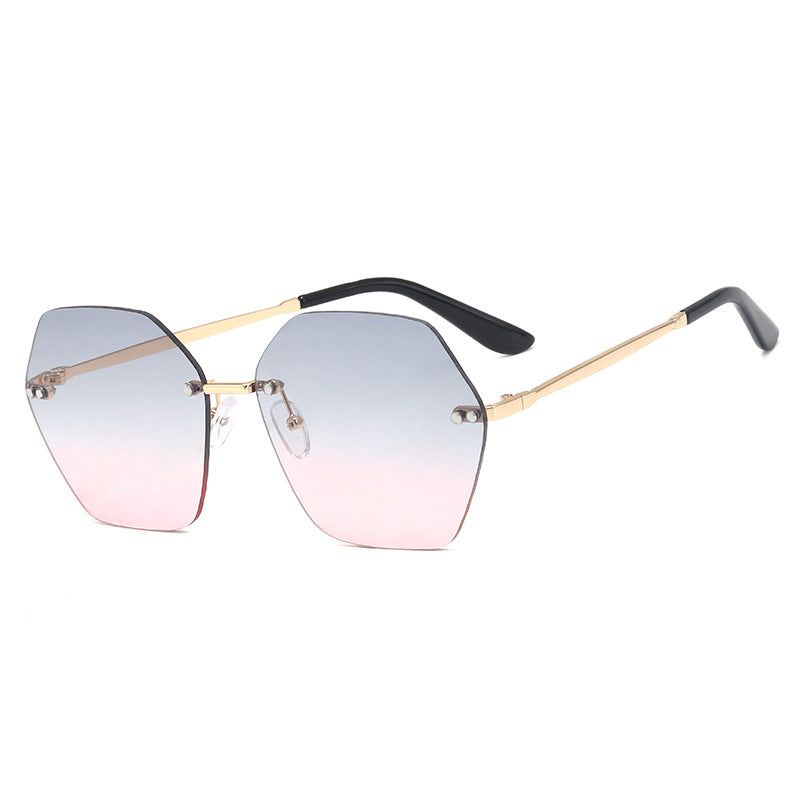 Damer hexagonal solbrille med elegant metallramme Luvikno