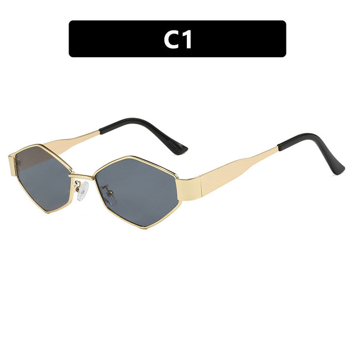 Damen geometrisk solbrille med smal metallramme og polarisert glass Luvikno