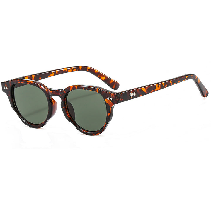 Dame modische solbrille med oval ramme og grønt glass Luvikno