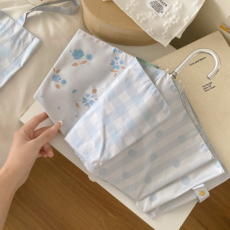Damer elegant kompakt paraply med gingham-mønster Luvikno