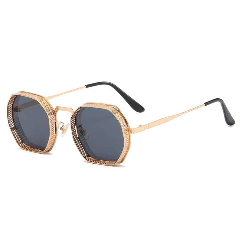 Dame solbrille med unik oktagonal metallramme Luvikno