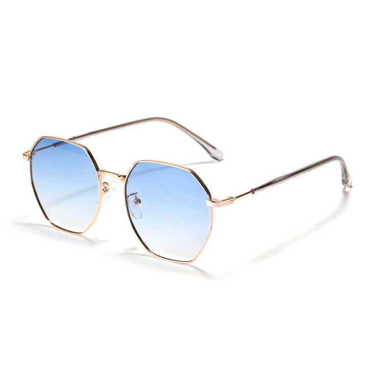 Dame modisk åttekantet solbrille med trendy metallramme Luvikno