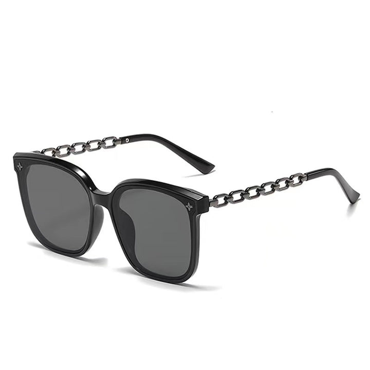 Dame ekstrastor solbrille med modig kjedeinnramming Luvikno