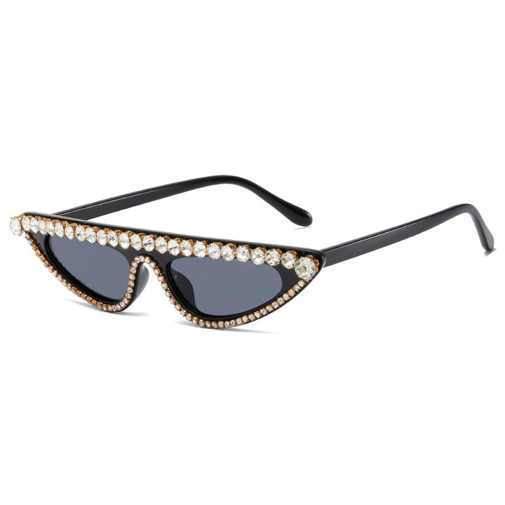 Dame Cat-Eye Solbriller med glitrende steindekor Luvikno