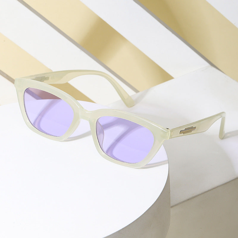 Dame moter Cat-Eye solbriller med transparent ramme og speilglass Luvikno