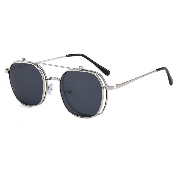 Dame geometrisk oversized solbrille med elegant gullramme Luvikno