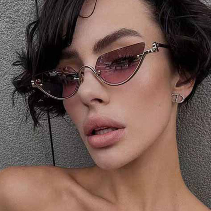 Dame Cat-Eye solbriller med gullfarget metallramme og UV-beskyttelse Luvikno