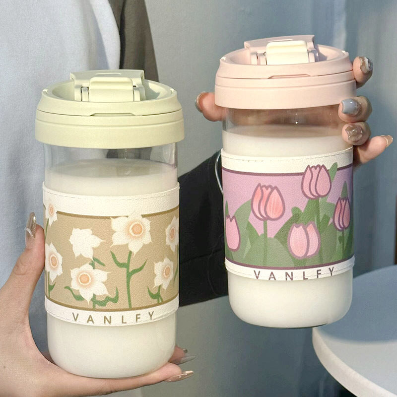 Damen Isoliertrinkbecher mit elegantem Blumenmuster Luvikno