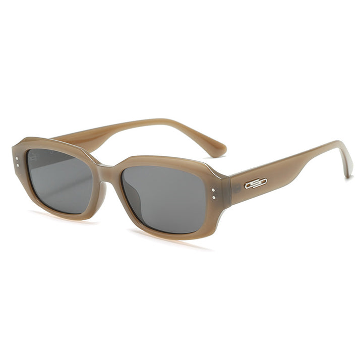 Dame trendy firkantet solbrille med innovativ gjennomsiktig ramme Luvikno