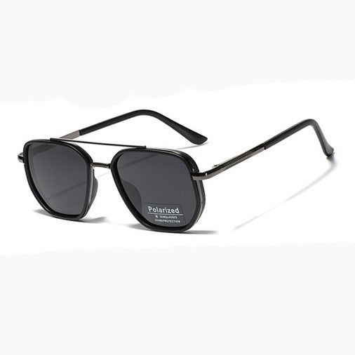Dame kvadratisk solbrille med polarisert glass og elegant metallramme Luvikno