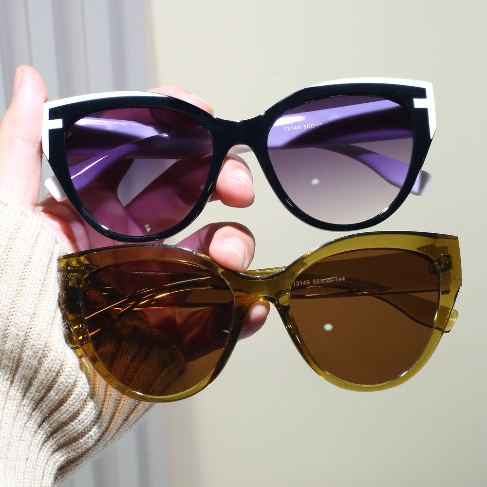 Dame Cat-Eye solbriller med ekstravagant ramme og UV-beskyttelse Luvikno