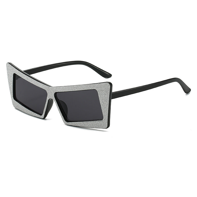 Dame geometrisk solbrille med glitrende elementer Luvikno