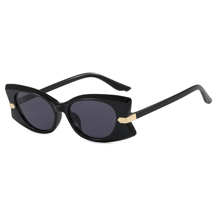 Dame Cat-Eye Solbrille med stilfull metalldetalj og UV-beskyttelse Luvikno