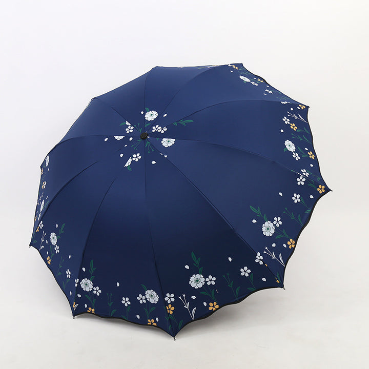 Dame blomsterdekorert paraply Luvikno